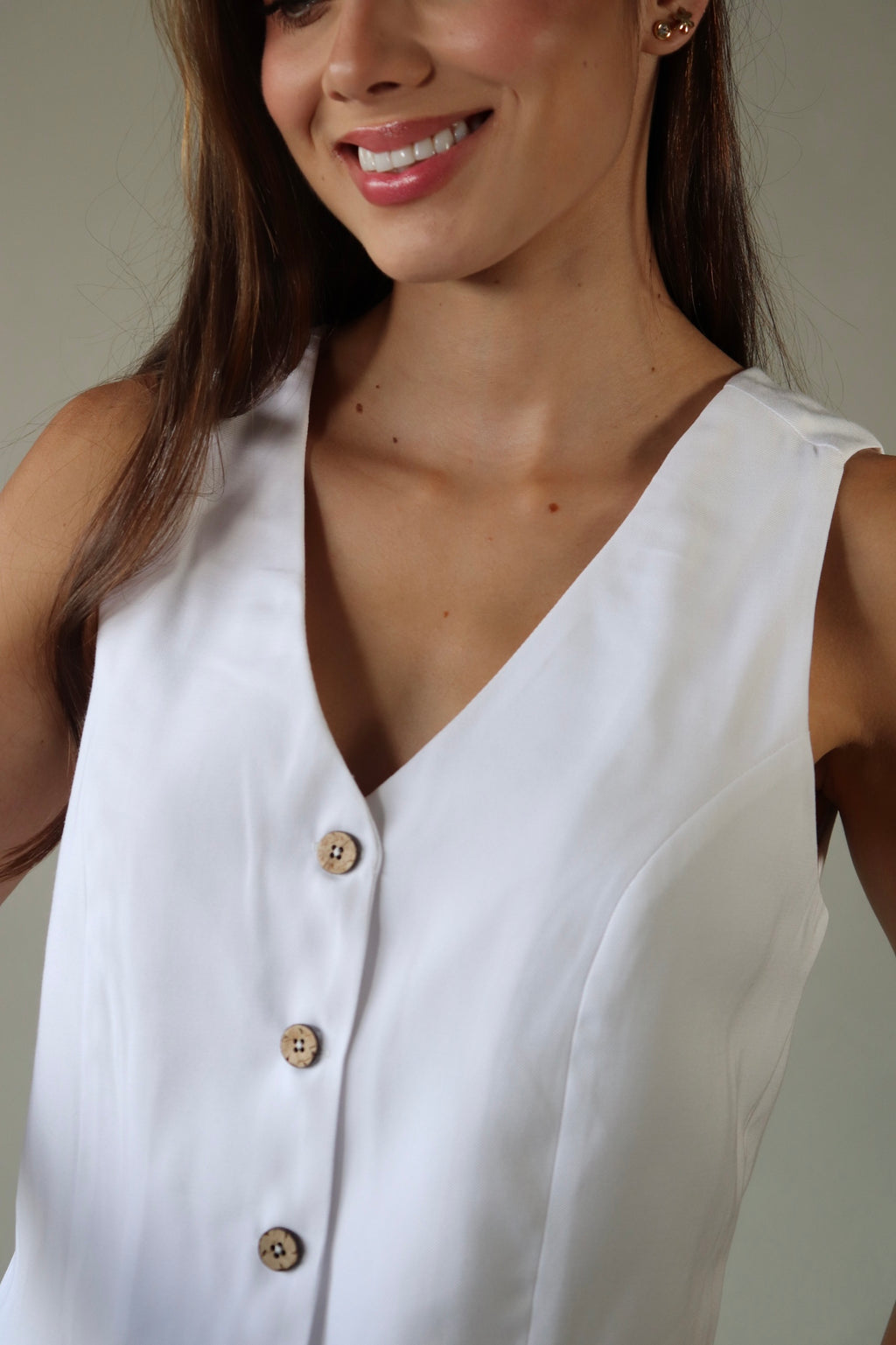 Chaleco Noa Blanco de botones delantero