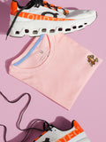 Camiseta para hombre y mujer 100% en algodón color rosa bordada con nuestro Brunner The Sloth