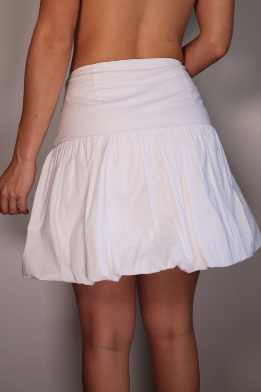 Falda Selena Blanca tipo globo con cremallera
