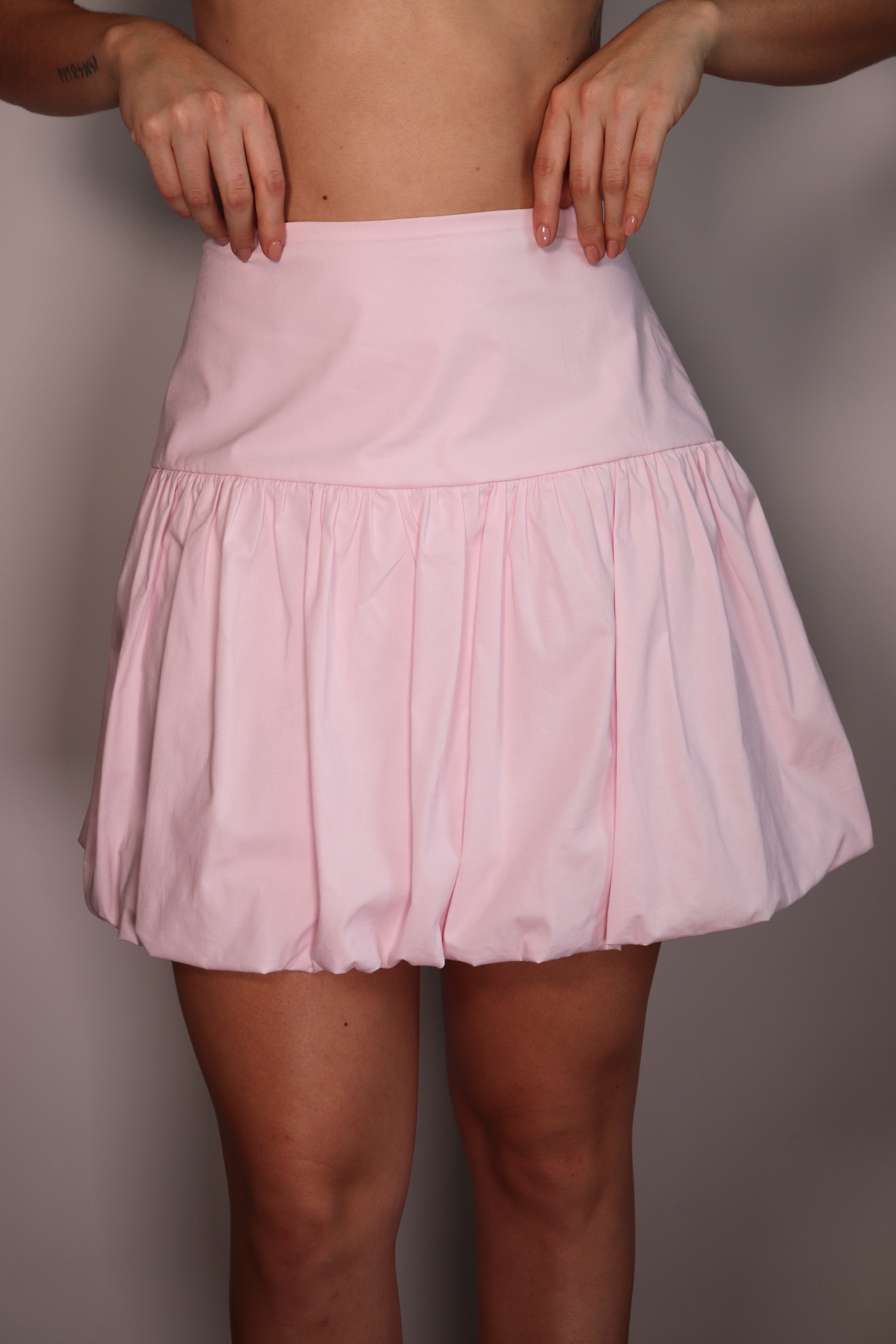 Falda Selena Rosada tipo globo con cremallera