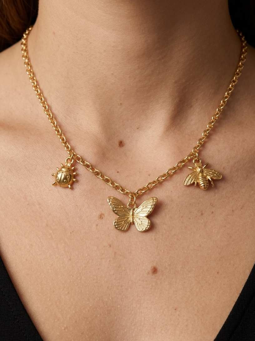 Cadena Aire - Abeja, mariposa y mariquita