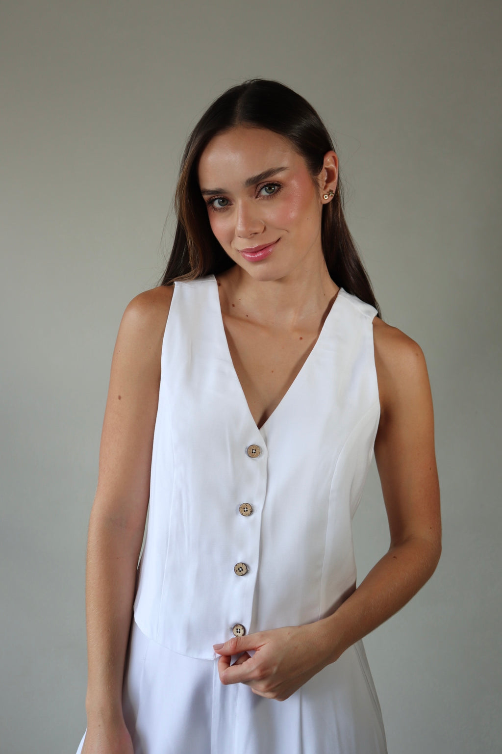 Chaleco Noa Blanco de botones delantero